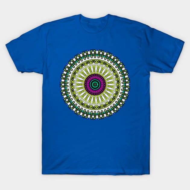 Floral Like Circle Pattern Blue Yellow T-Shirt by taiche